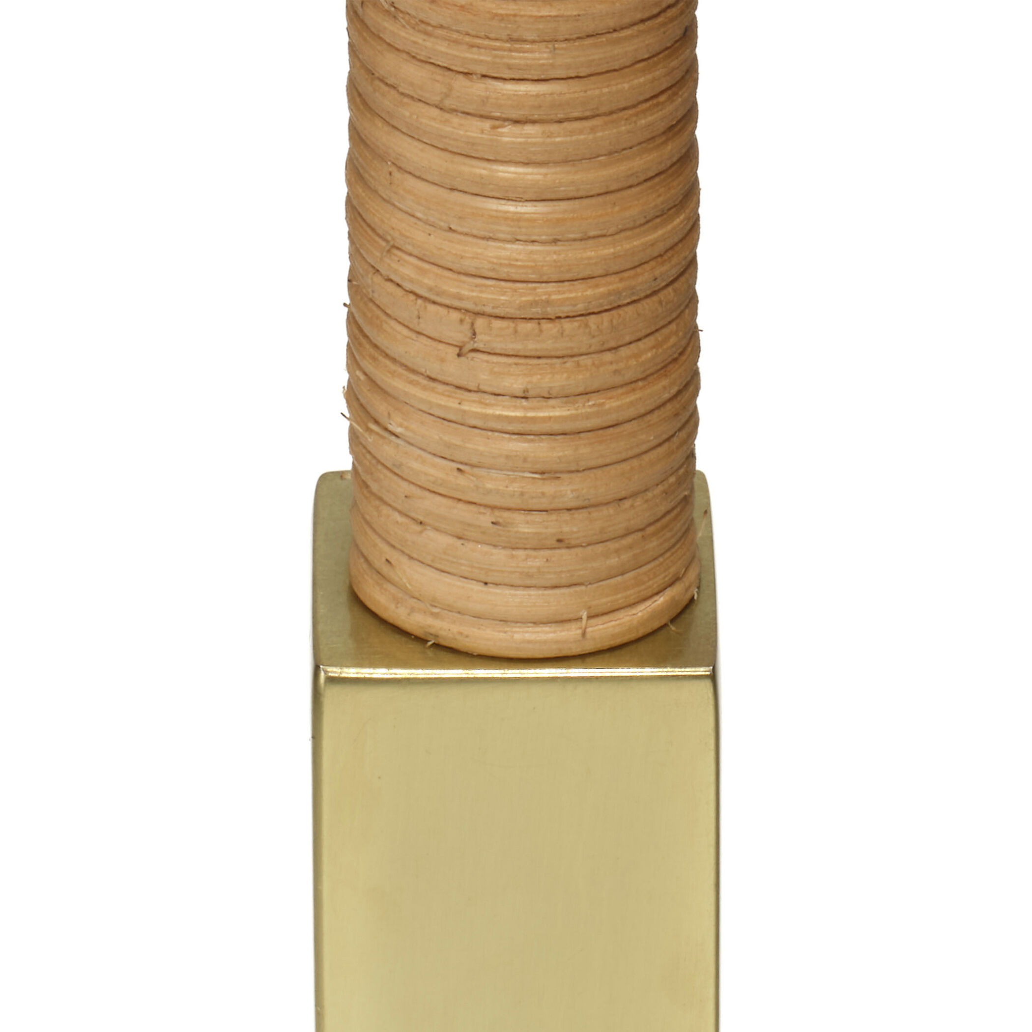 Harrison 64.75 inch 75 watt Brushed Brass and Natural Rattan Floor Lamp Portable Light, Inline