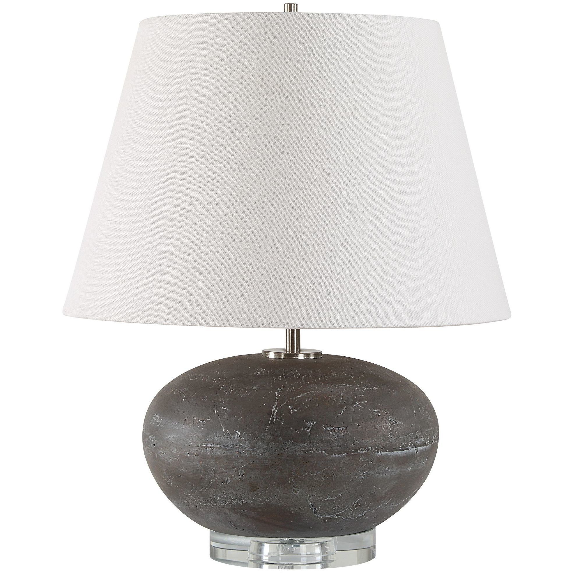 Beckley 18.75 inch 150.00 watt Distressed Charcoal Glaze with Crystal and Plated Nickel Table Lamp Portable Light