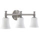 Rossington 3 Light 21.5 inch Satin Nickel Vanity Light Wall Light in Satin Opal