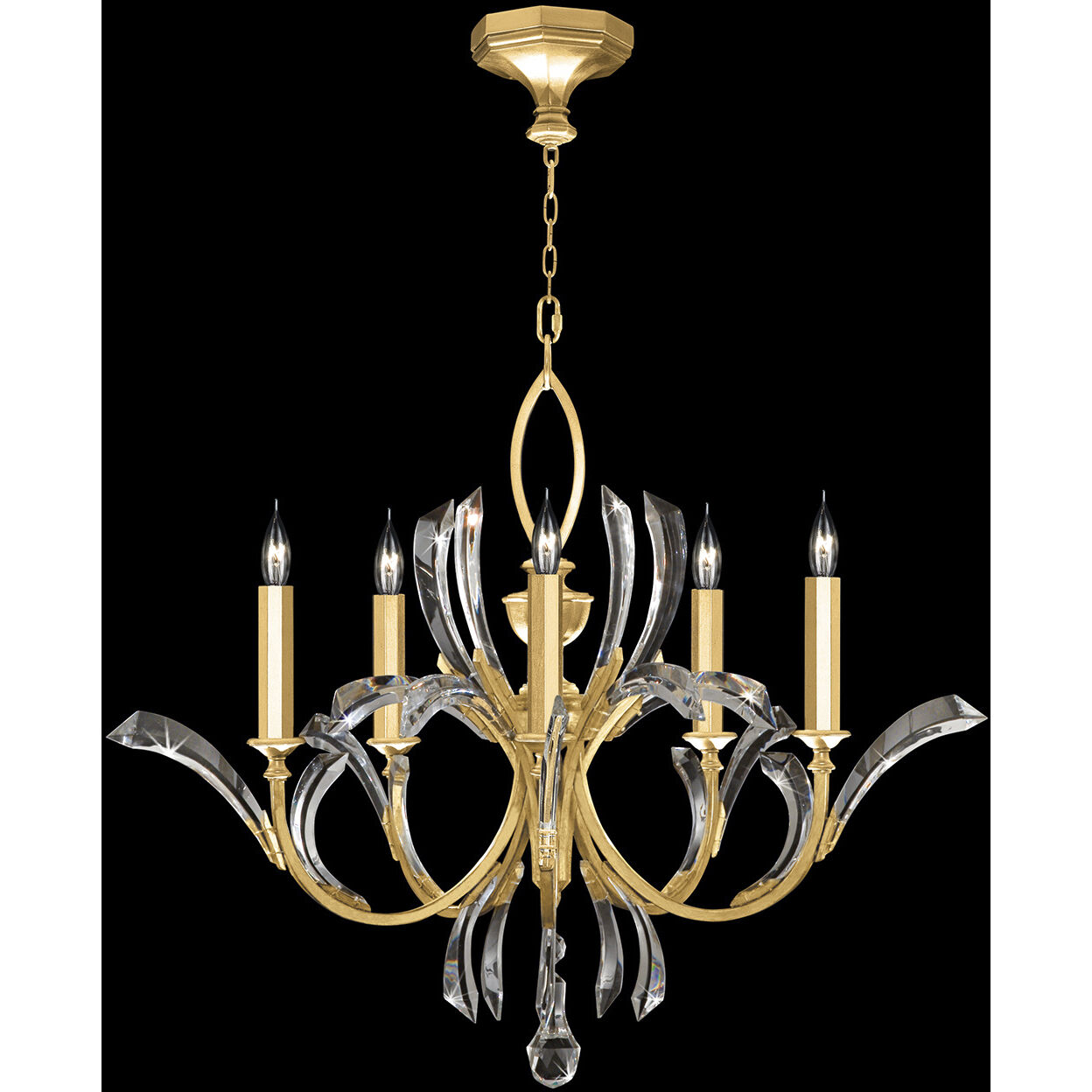 Beveled Arcs 5 Light 36 inch Gold Chandelier Ceiling Light