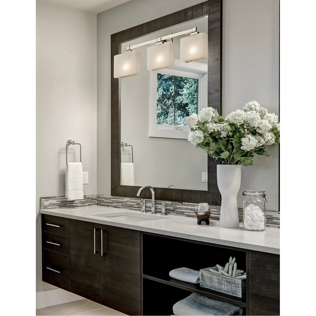 Fusion LED 23.5 inch Brushed Nickel Vanity Light Wall Light in 2100 Lm LED, Rectangle, Weave Fusion