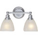 Bradley 2 Light 14.5 inch Chrome Vanity Light Wall Light in Light Tea-Stained Glass