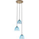 Caterina 3 Light 15.75 inch Blue and Gold Triple Pendant Ceiling Light