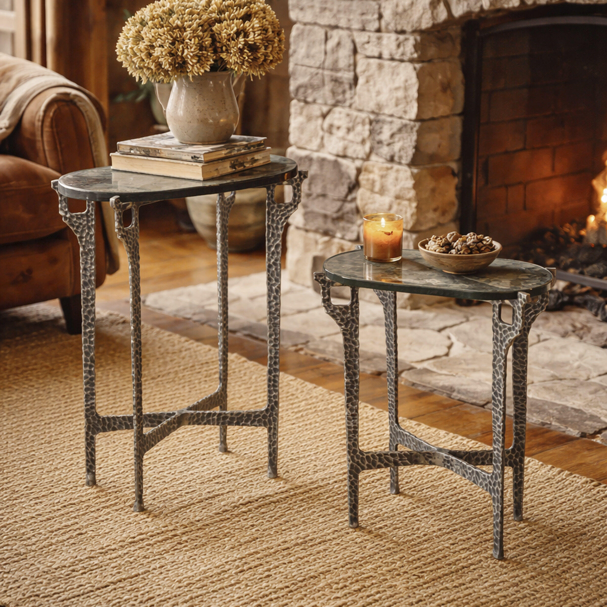 Ripple Silver and Smoke Accent Table Set