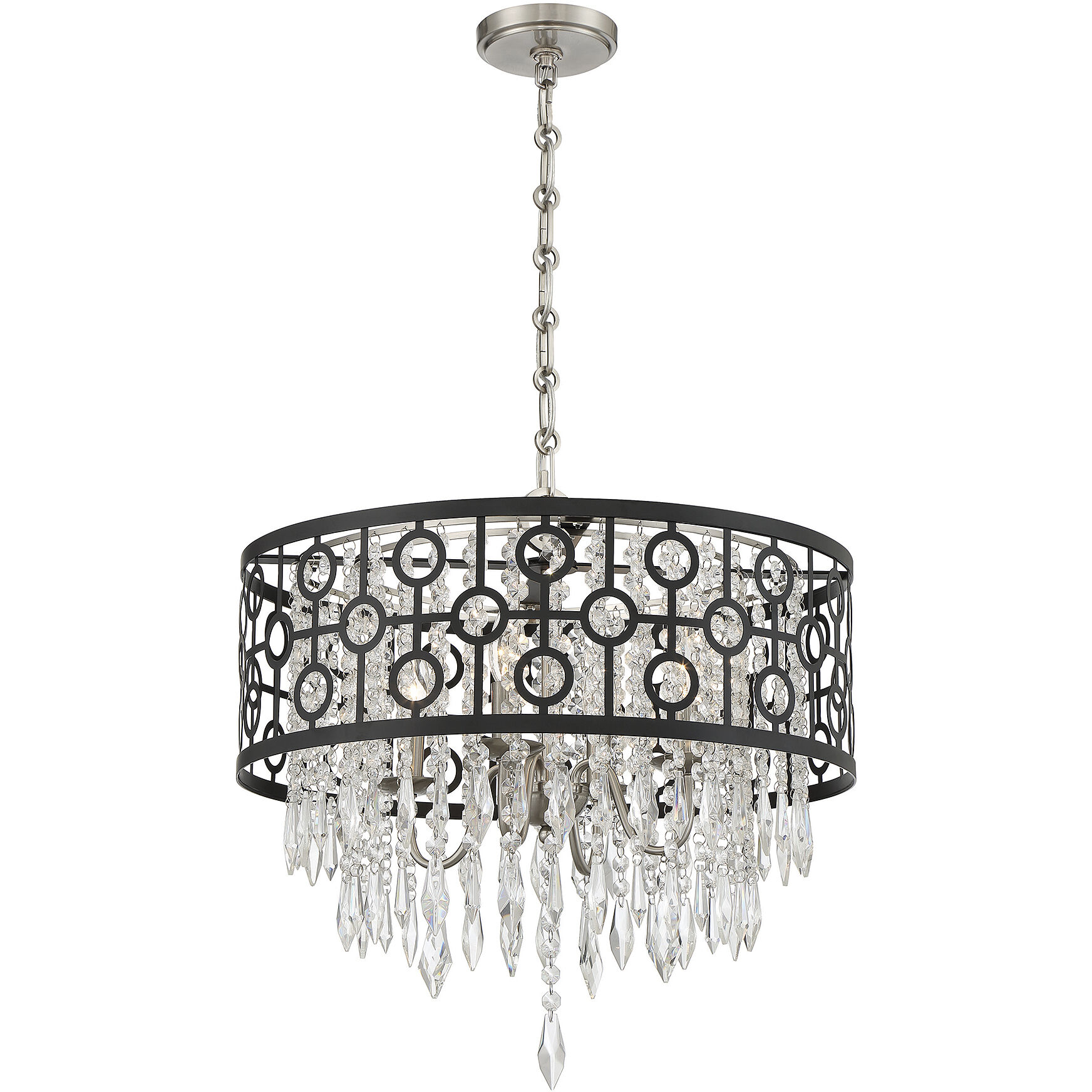 Rory 4 Light 21 inch Matte Black with Satin Nickel Pendant Ceiling Light