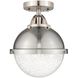 Nouveau 2 Hampden 1 Light 9 inch Brushed Satin Nickel Semi-Flush Mount Ceiling Light in Seedy Glass