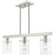 Munich 3 Light 30 inch Brushed Nickel Linear Chandelier Ceiling Light