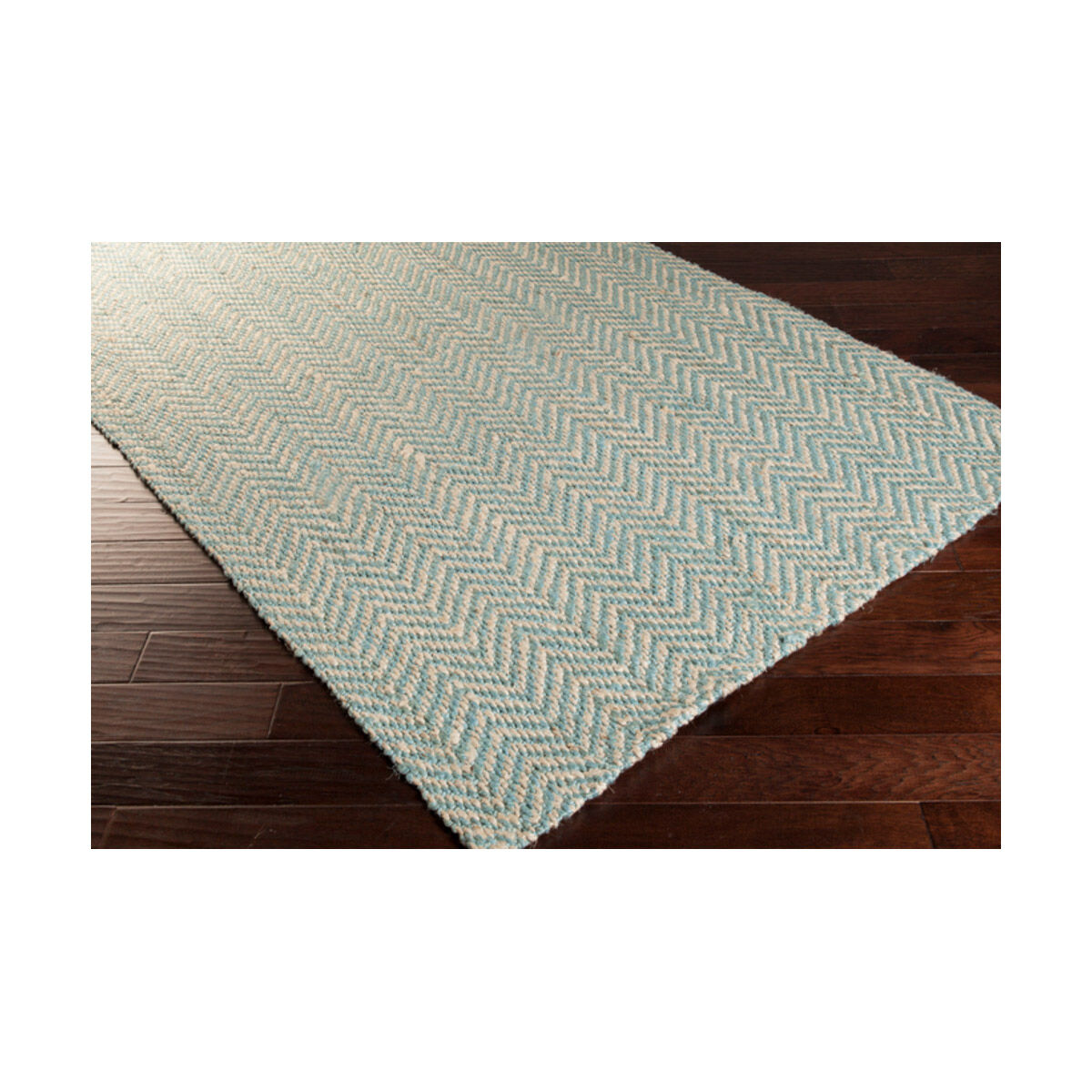 Reeds 63 X 39 inch Aqua/Cream Rugs, Jute