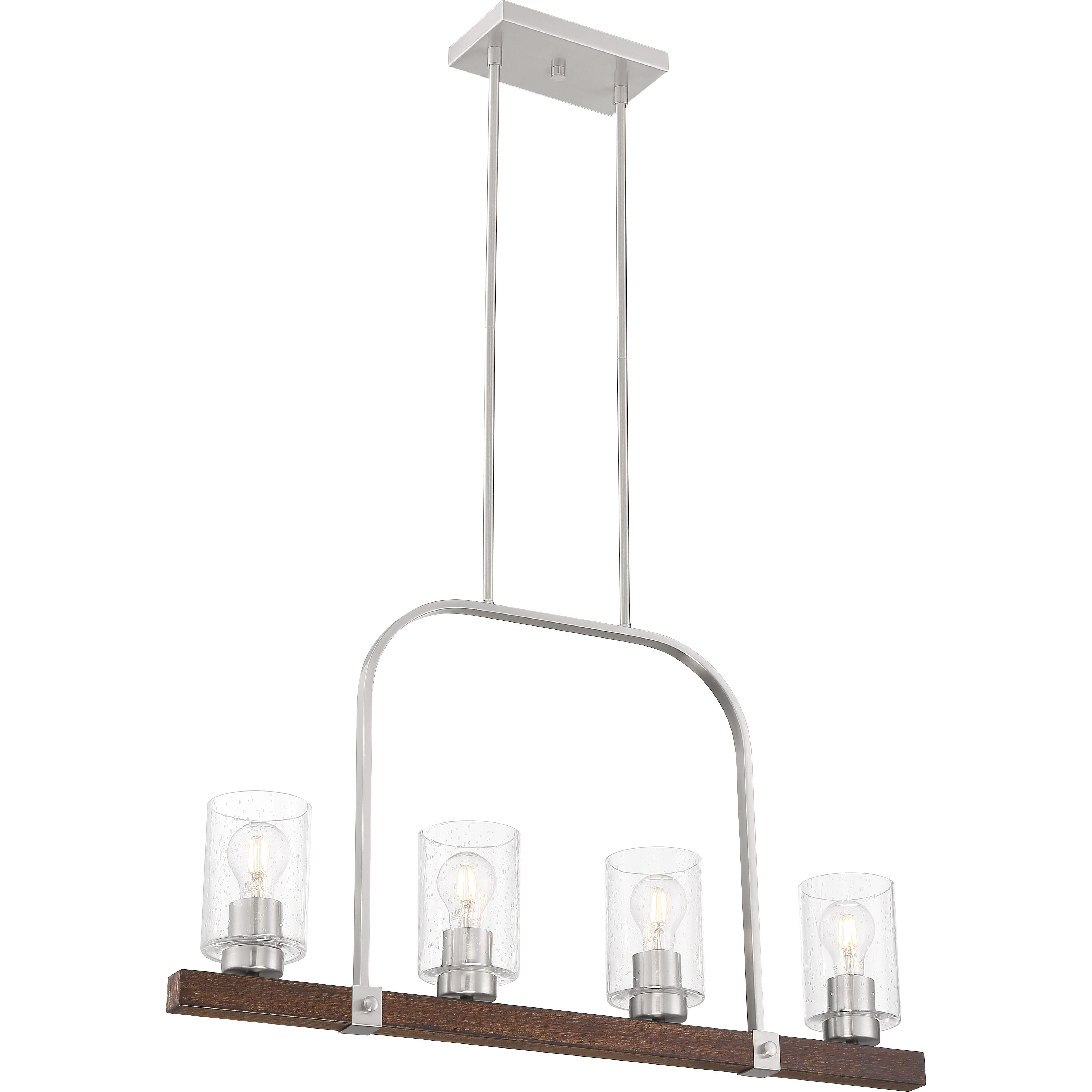 Arabel 4 Light 32 inch Brushed Nickel and Nutmeg Wood Island Pendant Ceiling Light