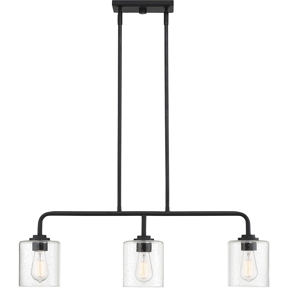 Logan 3 Light 32 inch Matte Black Island Pendant Ceiling Light