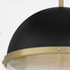 Fort Worth 1 Light 12.75 inch Textured Black with Aged Brass Pendant Ceiling Light