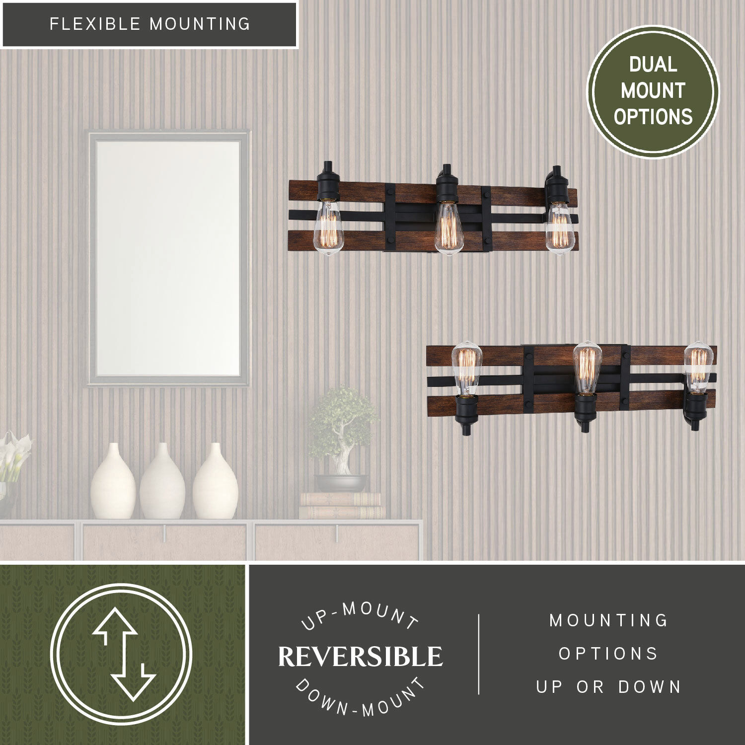 Carrington LED 23.75 inch Matte Black and Deep Walnut Bathroom Light Wall Light