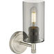 Crown Point Sconce Wall Light in Satin Nickel, Light Smoke Glass