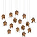 Iota 15 Light 48 inch Antique Brass Multi-Drop Pendant Ceiling Light
