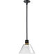 Zigrina 1 Light 11.75 inch Satin Brushed Black with Aged Brass Pendant Ceiling Light
