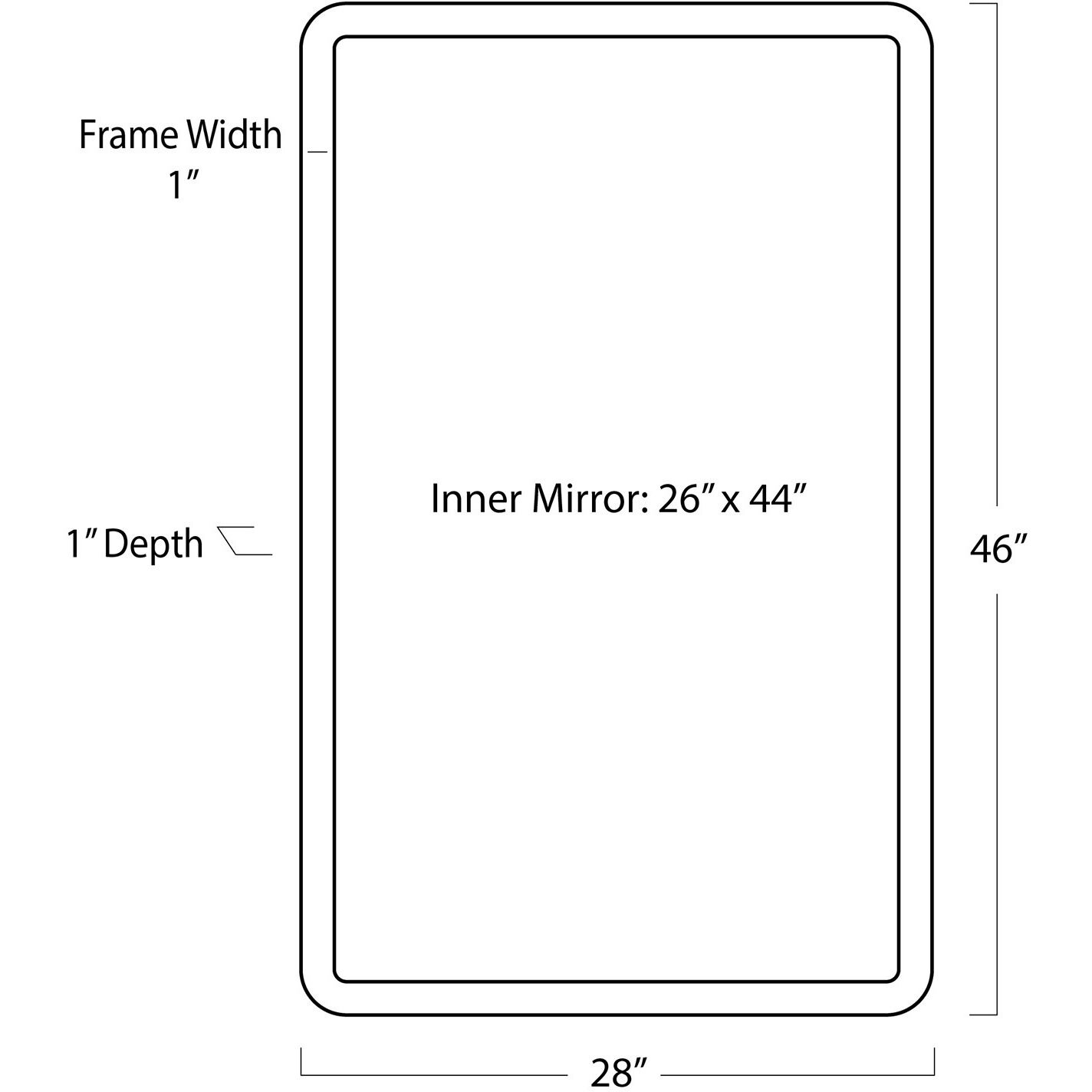Knox 46 X 28 inch Black Mirror, Rectangle