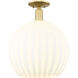 Arcadia White Venetian 1 Light 13.75 inch Satin Gold Semi-Flush Mount Ceiling Light