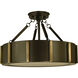 Pantheon 4 Light 16 inch Mahogany Bronze with Antique Brass Semi-Flush Mount Ceiling Light