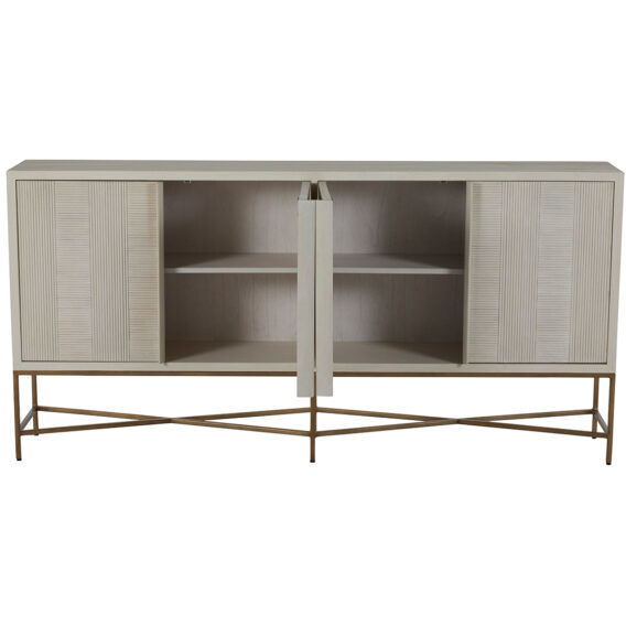 Carol Cerused White / Stained Brass Cabinet