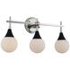 Bogart 3 Light 22 inch Matte Black with Polished Nickel Bath Vanity Light Wall Light