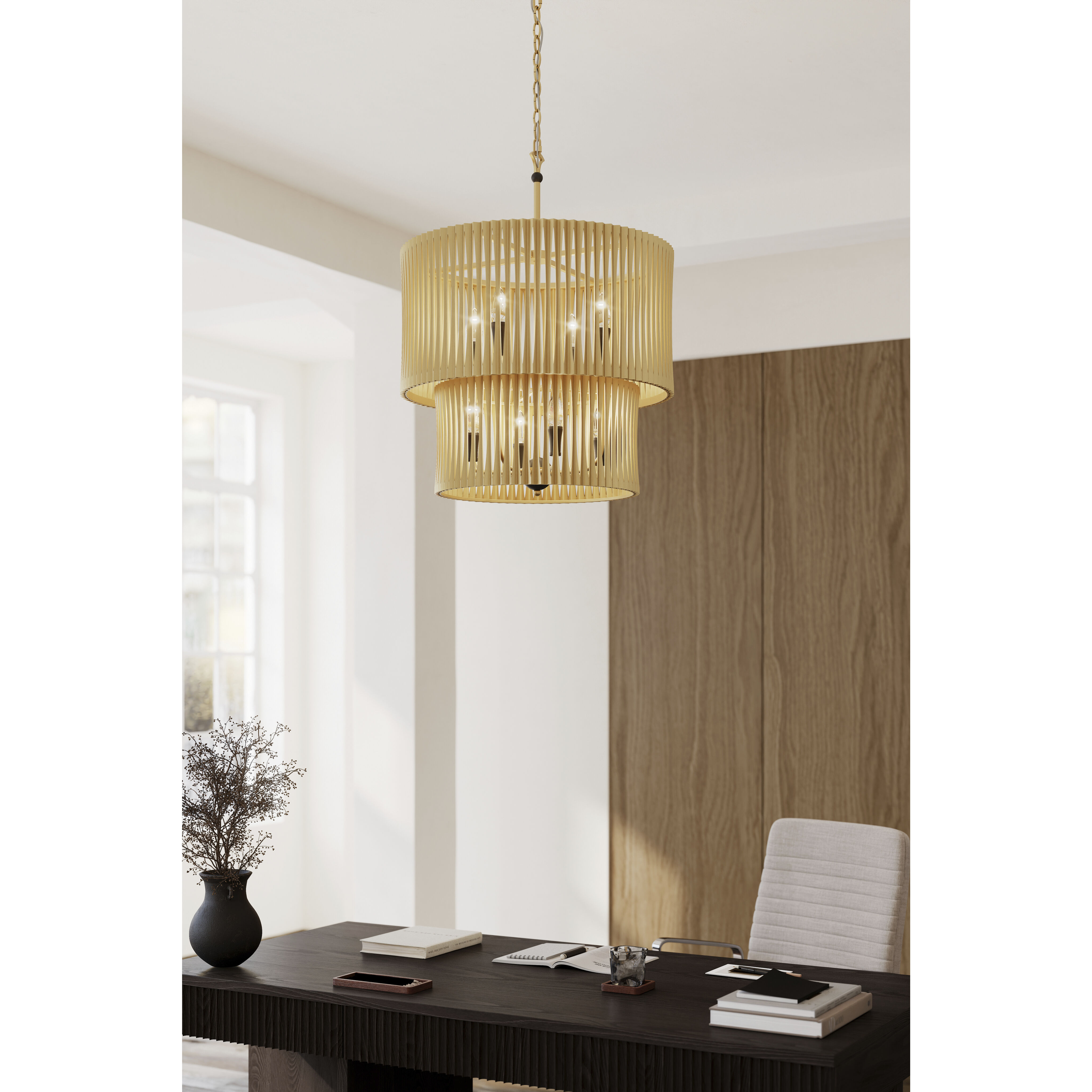 Aven 8 Light 24 inch Sand Coal Black and Legacy Brass Pendant Ceiling Light