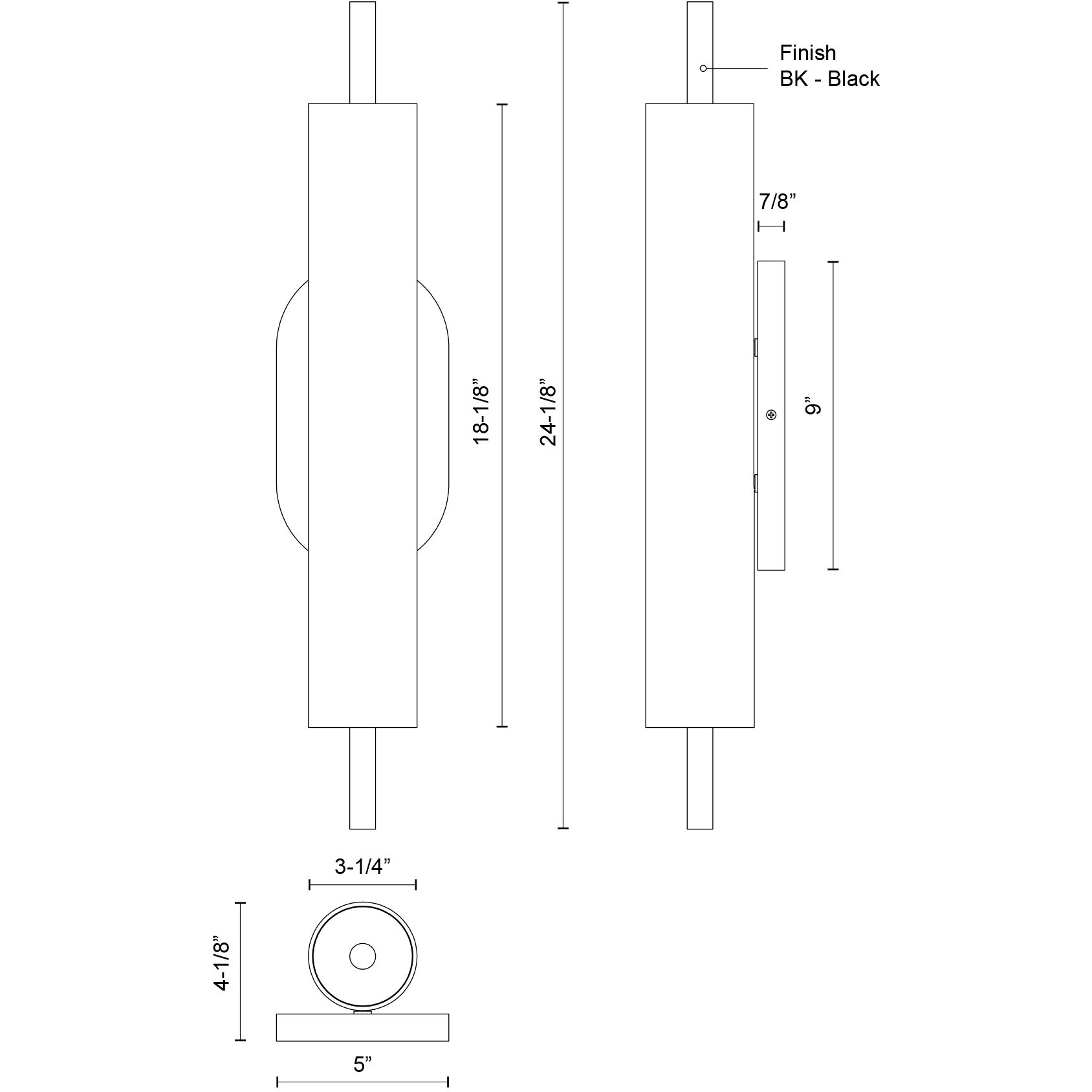 Estes LED 24.13 inch Black Exterior Wall Sconce