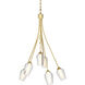 Flora 6 Light 23.1 inch Modern Brass Chandelier Ceiling Light in Seeded with Opal