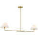 Stella 2 Light 44 inch Natural Brass Linear Chandelier Ceiling Light