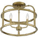 Shabby Chic 3 Light 16 inch Burnished Brass Semi-Flush Ceiling Light