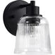 Grayson 5 inch Matte Black Vanity Wall Light