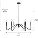 Yep Kennedy 29.75 inch 60.00 watt Natural Black Chandelier Ceiling Light in No Shade