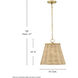 Brynn 1 Light 14 inch Lacquered Brass Pendant Ceiling Light