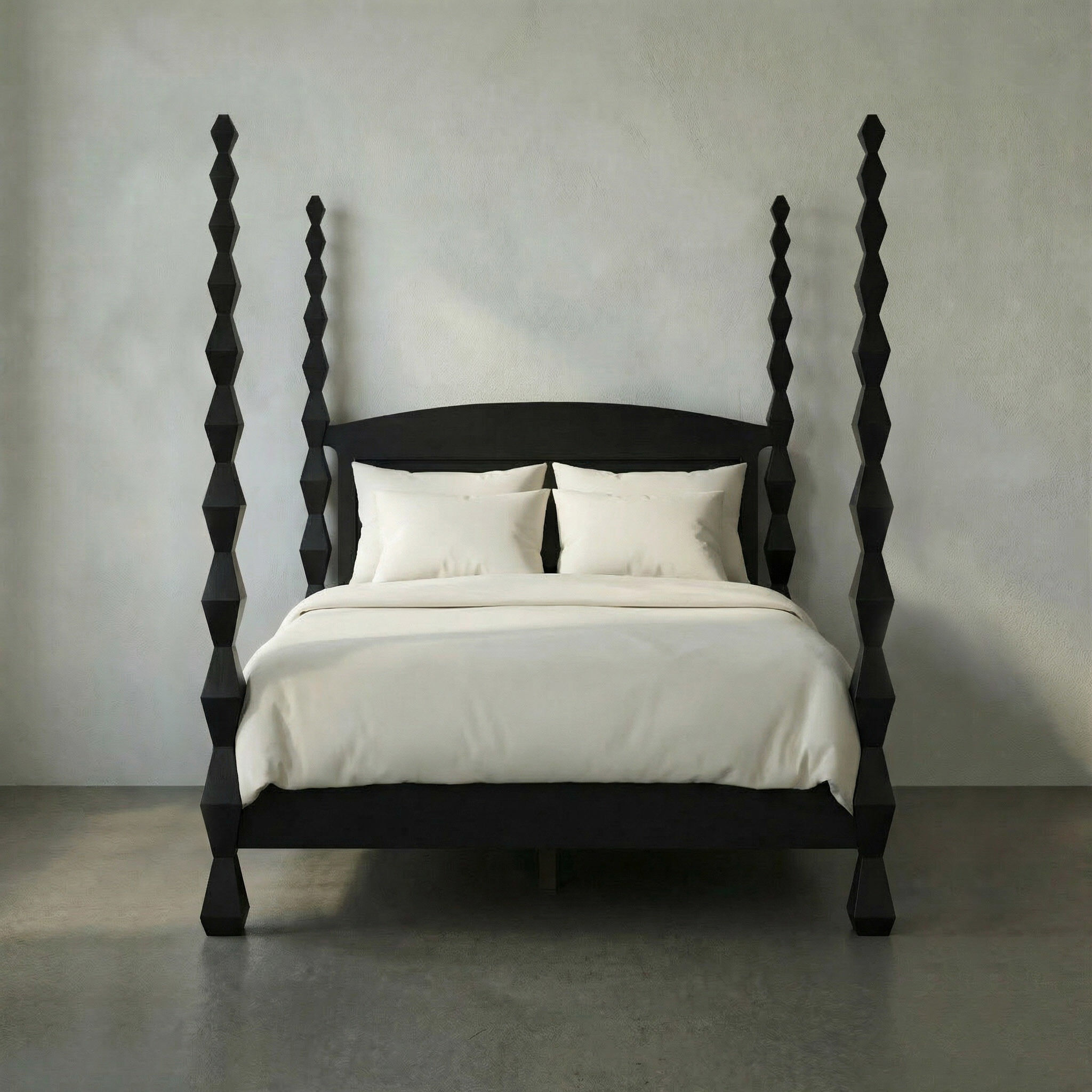Brancusi Hand Rubbed Black Bed, Queen