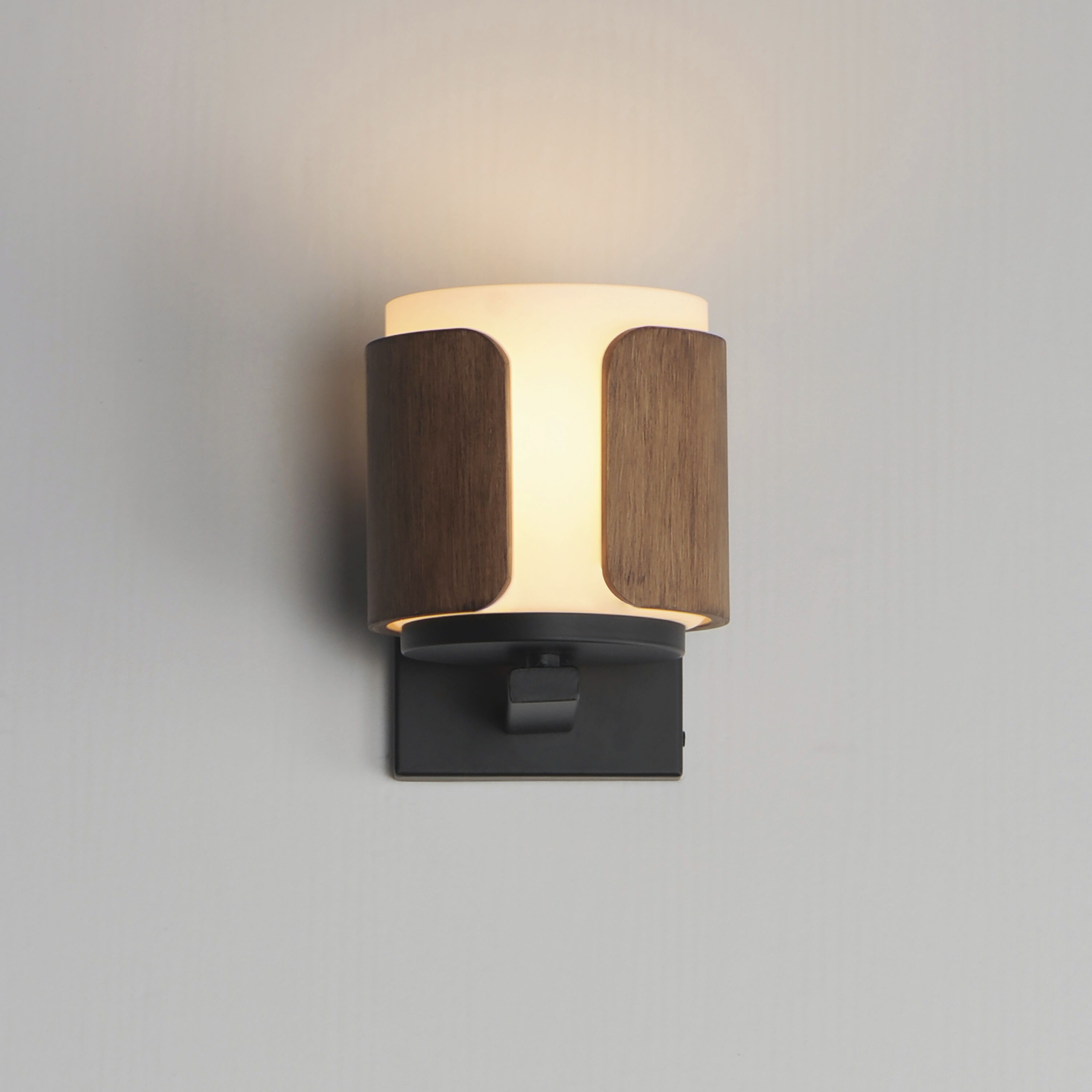 Draughtsman Wall Sconce Wall Light in Satin White, Walnut and Black