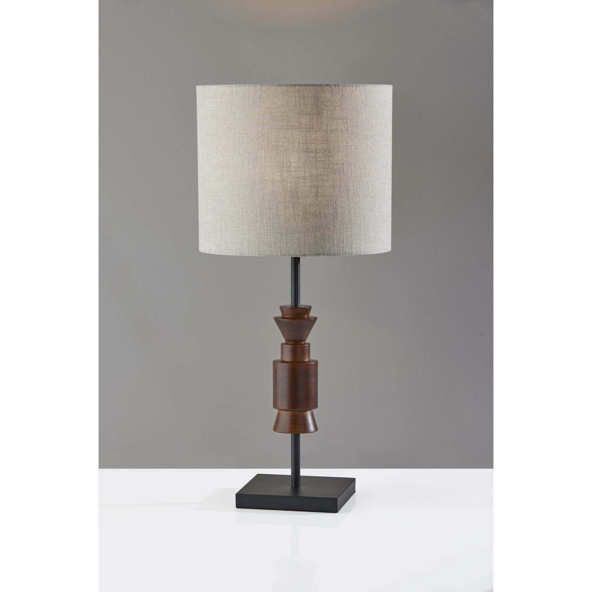 Elton 28 inch 60 watt Black and Walnut Rubber Wood Table Lamp Portable Light