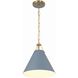 Xavier 1 Light 12 inch Vibrant Gold Mini Pendant Ceiling Light in Vibrant Gold and Blue