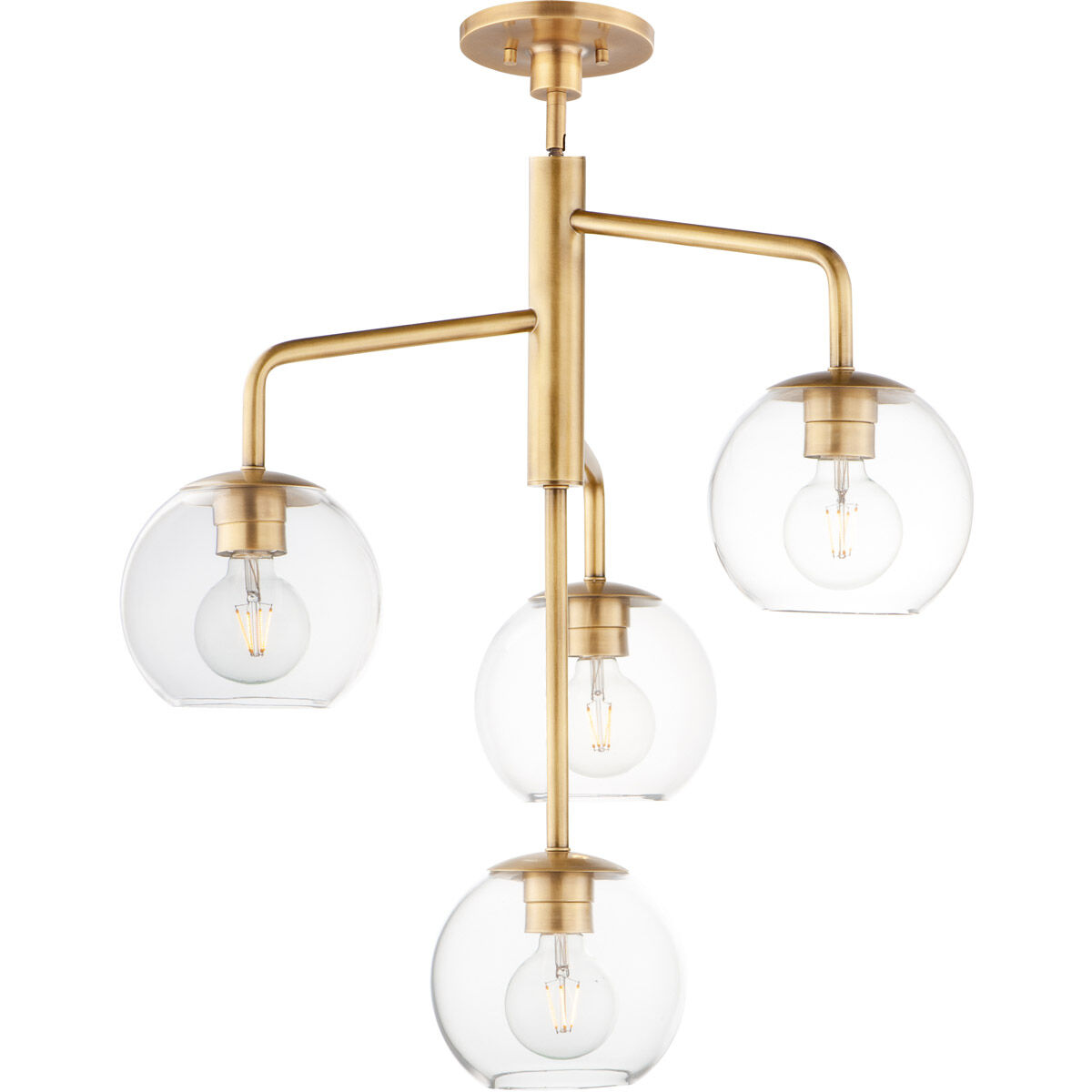 Branch 4 Light 21.5 inch Natural Aged Brass Multi-Light Pendant Ceiling Light
