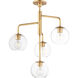 Branch 4 Light 21.5 inch Natural Aged Brass Multi-Light Pendant Ceiling Light