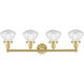 Olean 4 Light 33.5 inch Satin Gold Bath Vanity Light Wall Light in Seedy