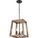 Barrow 3 Light 12 inch Birchwood with Matte Black Chandelier Ceiling Light