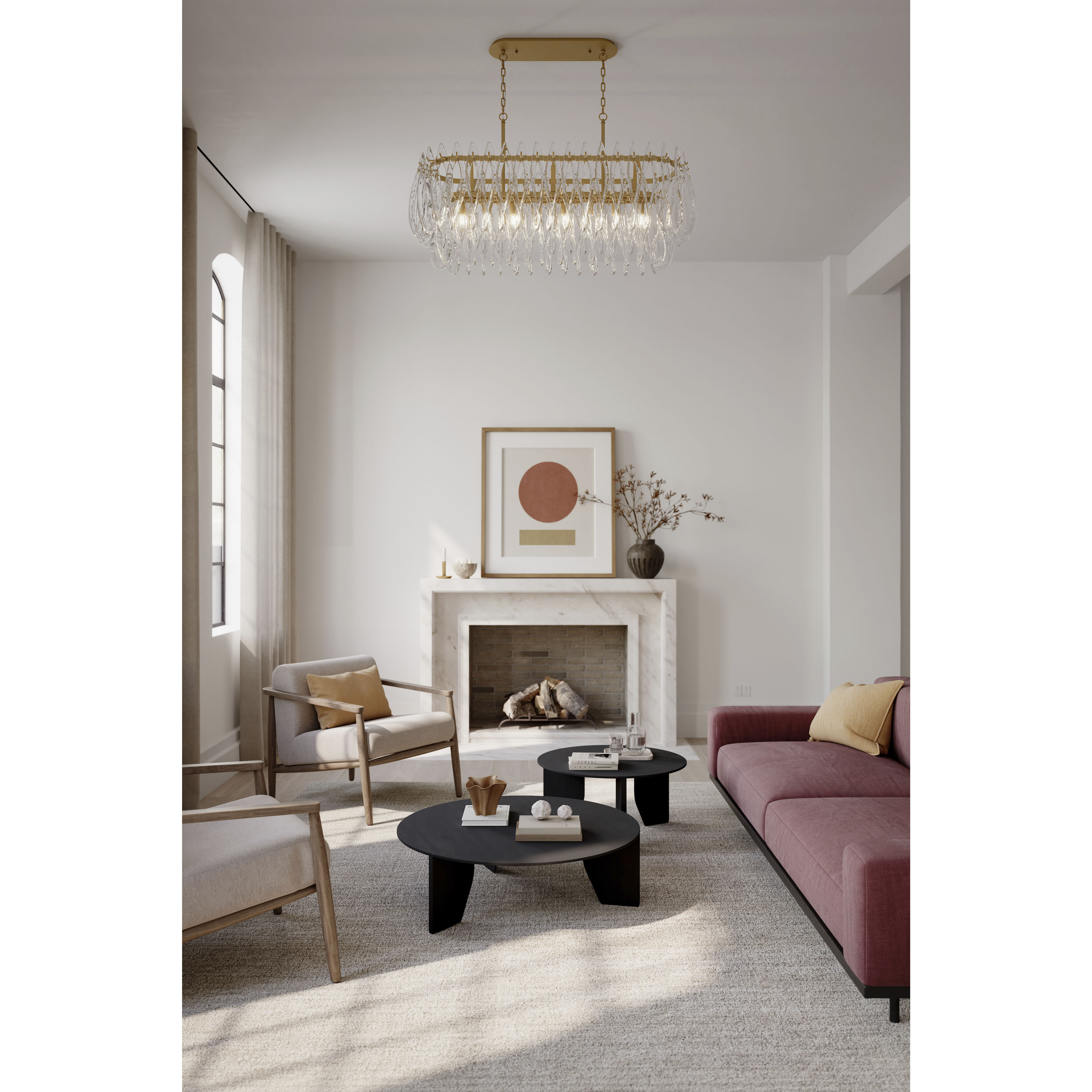 Glassara 8 Light 48 inch Legacy Brass Linear Chandelier Ceiling Light