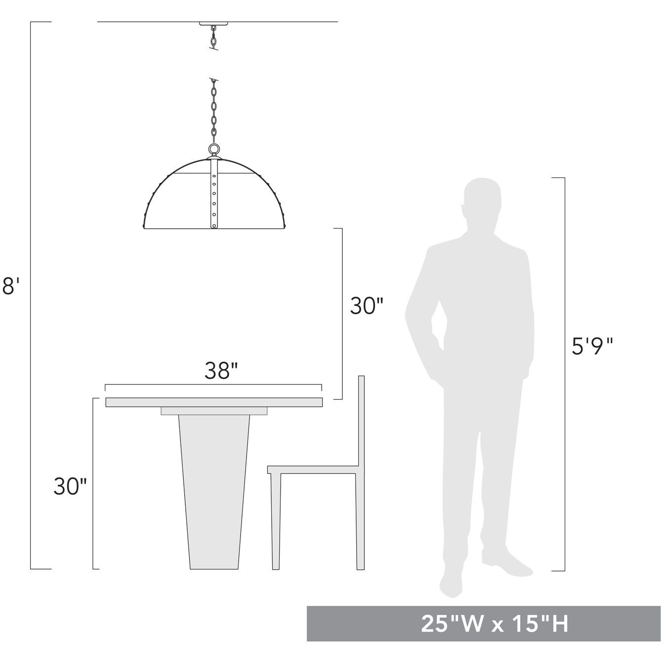 Aldrich 5 Light 25 inch Aged Brass Pendant Ceiling Light in Matte Black