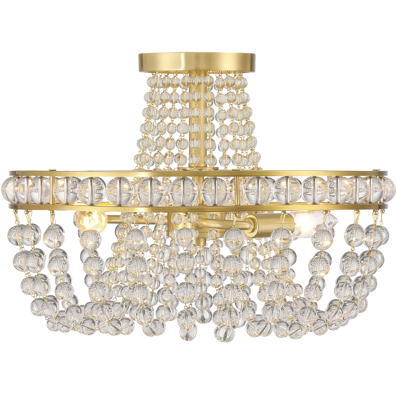 Seville 3 Light 16.5 inch Aged Brass Semi Flush Ceiling Light