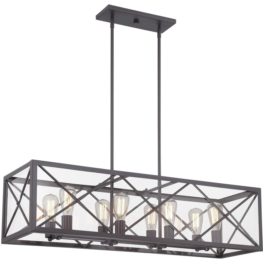High Line 8 Light 39 inch Satin Bronze Linear Chandelier Ceiling Light