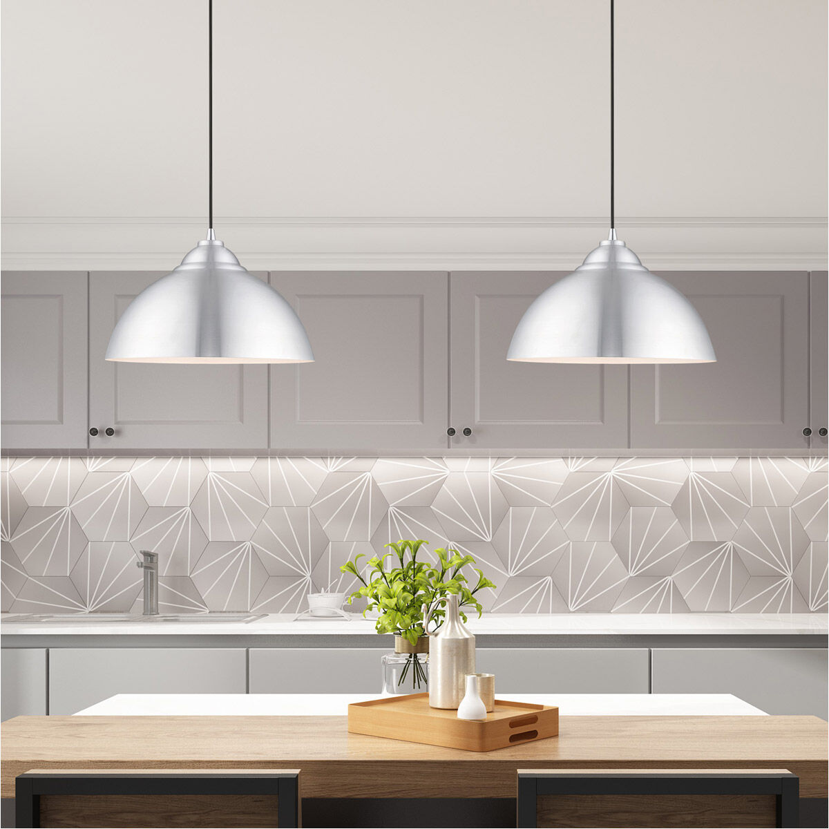 Allison 1 Light 16 inch Brushed Aluminum Mini Pendant Ceiling Light