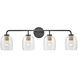 Percy 4 Light 33 inch Black with Lacquered Brass Bath Light Wall Light