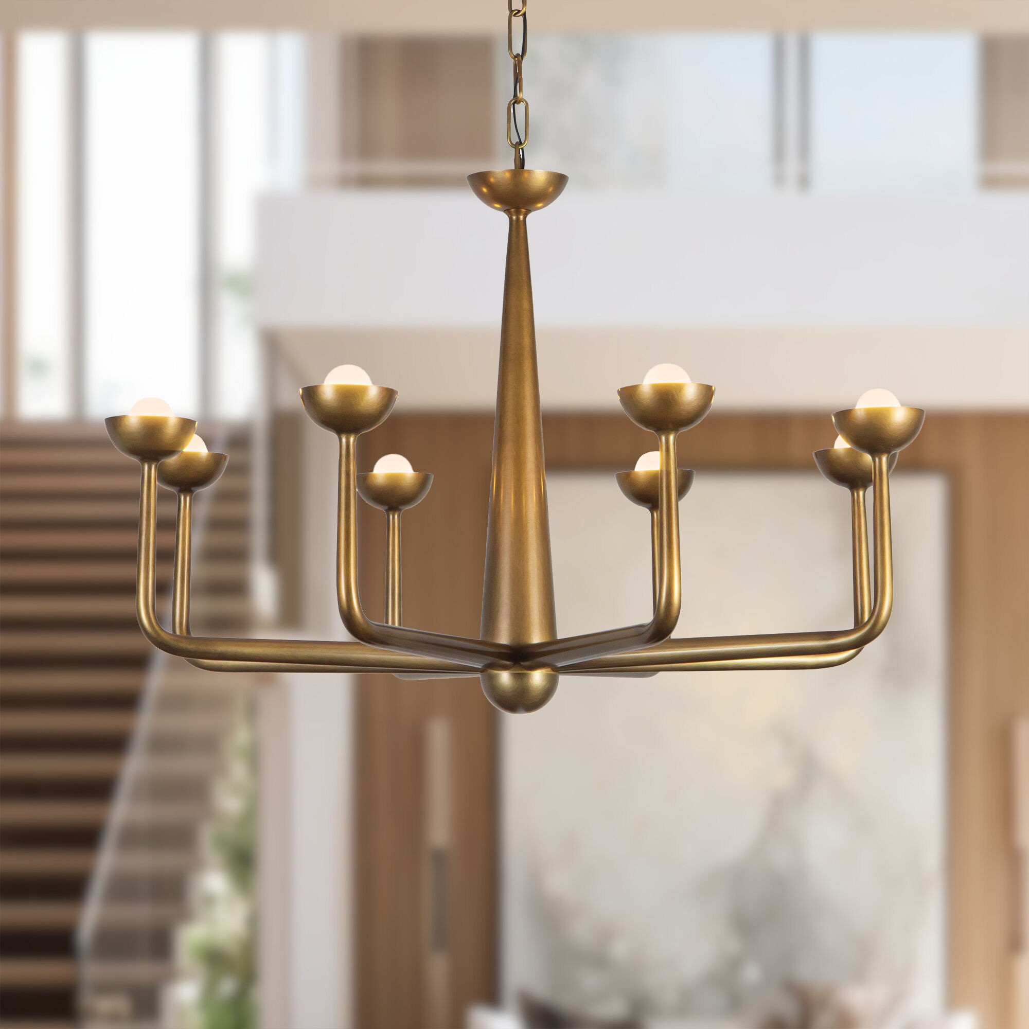 Spade 29.88 inch Vintage Brass Chandelier Ceiling Light
