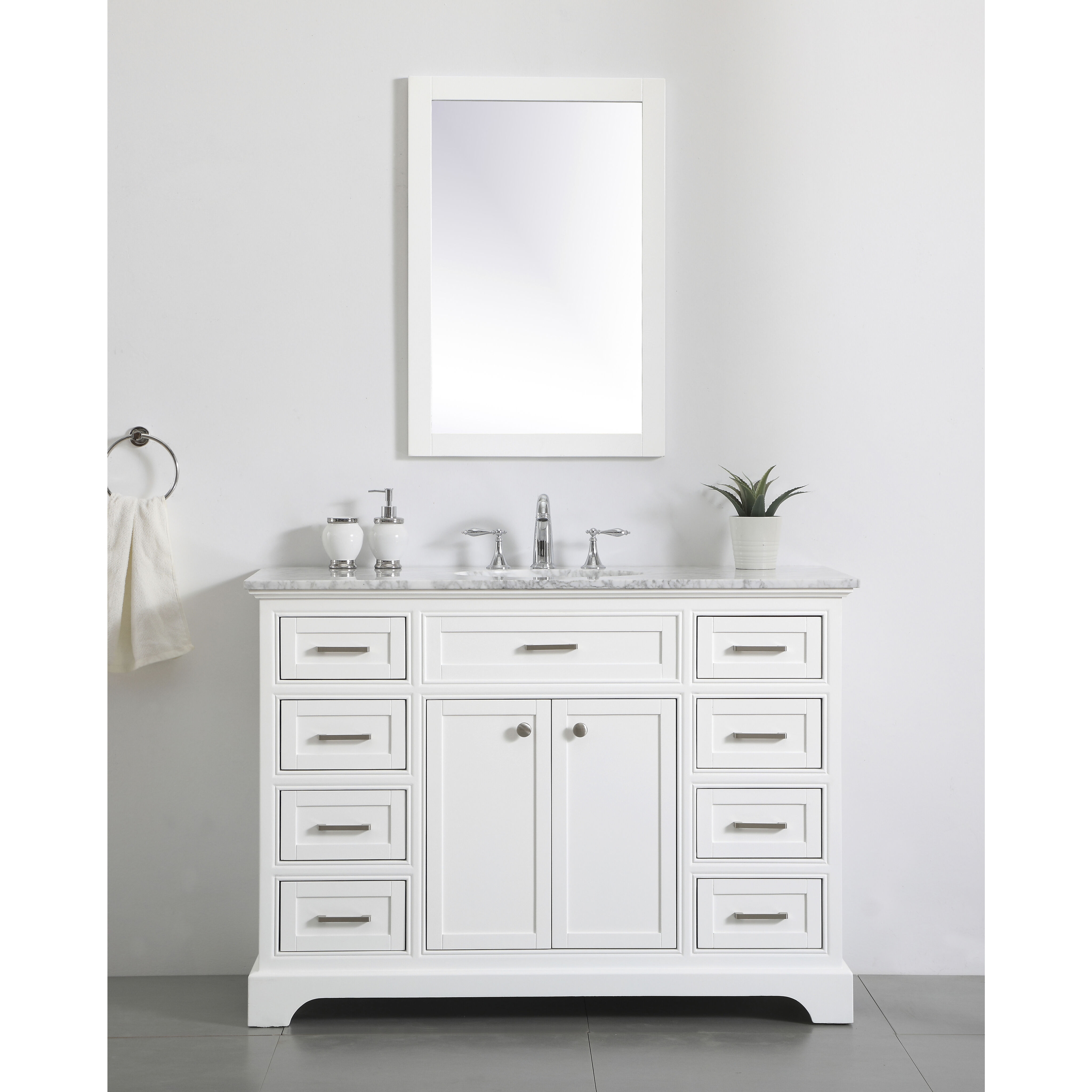 Americana 48 X 35 inch White with Carrara White Marble Vanity Set
