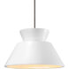 Radiance Collection - Trapezoid 1 Light 14 inch Gloss White (outside and inside of fixture) and Brushed Nickel Pendant Ceiling Light in Replaceable Bulb, Rigid Stem, Gloss White outside and inside, Form+Finish+Function