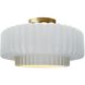 Radiance Collection - Pleated Tier LED 14.5 inch Gloss White and Brushed Brass Semi-Flush Ceiling Light in Dedicated LED, 14.5W x 7.25H, Form+Finish+Function